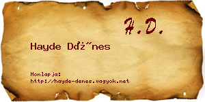 Hayde Dénes névjegykártya